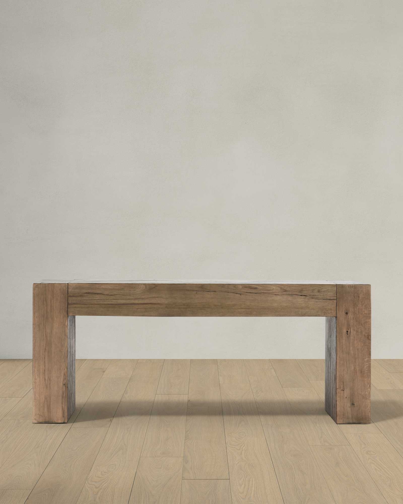 Reclaimed Oak Waterfall Console Table coffee brown