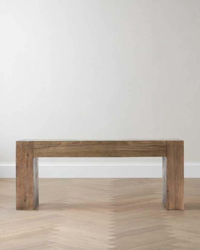 Cafe Brown Reclaimed Oak Waterfall Console Table