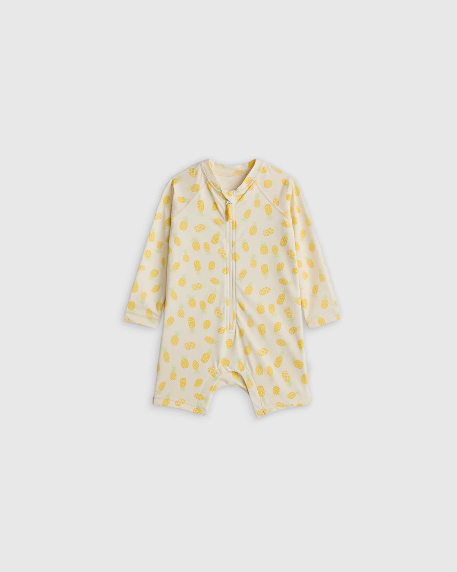 pineapple Long Sleeve Zip-Up Rash Guard One-Piece