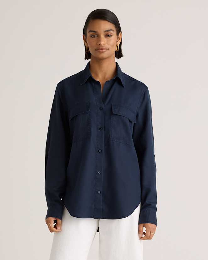 Midnight Blue Vintage Wash Tencel Utility Shirt