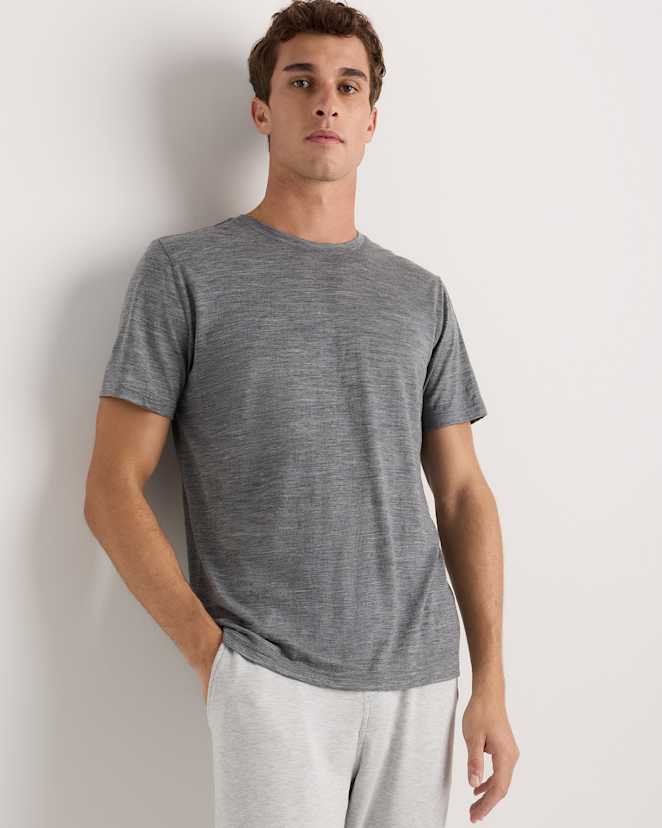 Heather Grey 100% Merino Wool All-Season Short Sleeve Base Layer Tee