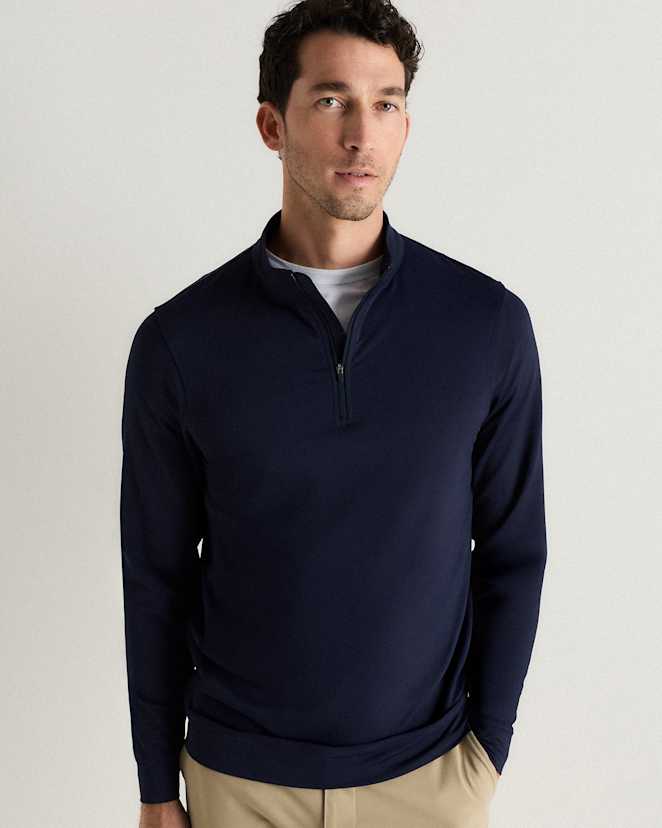 Deep Navy Pull de golf de performance à glissière un quart