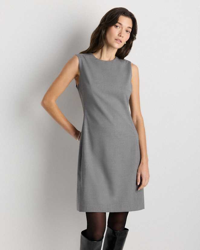 Grey Melange Italian Wool Sleeveless Dress