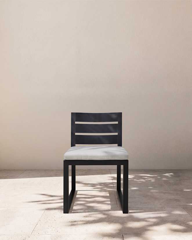 Dark Charcoal Linear Aluminum Outdoor Dining Side Chair (Set of 2)