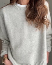 Luxe Baby Cashmere Crewneck Sweater Pearled Ivory Victoria Schneider 4x5