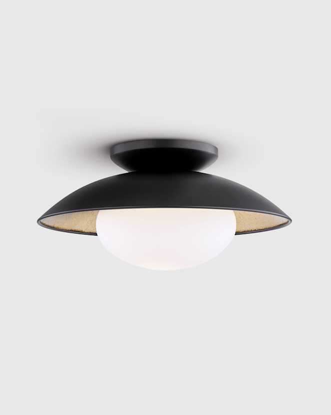 Black Steel and Gold Foil Flush Mount