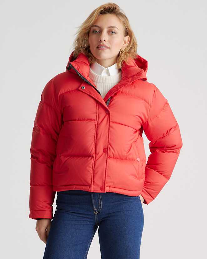 Red Responsible Down Cropped Puffer Jacket