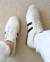 Italian Leather & Suede Low Profile Sneaker - PDP Video Thumbnail (Birch, 4x5)