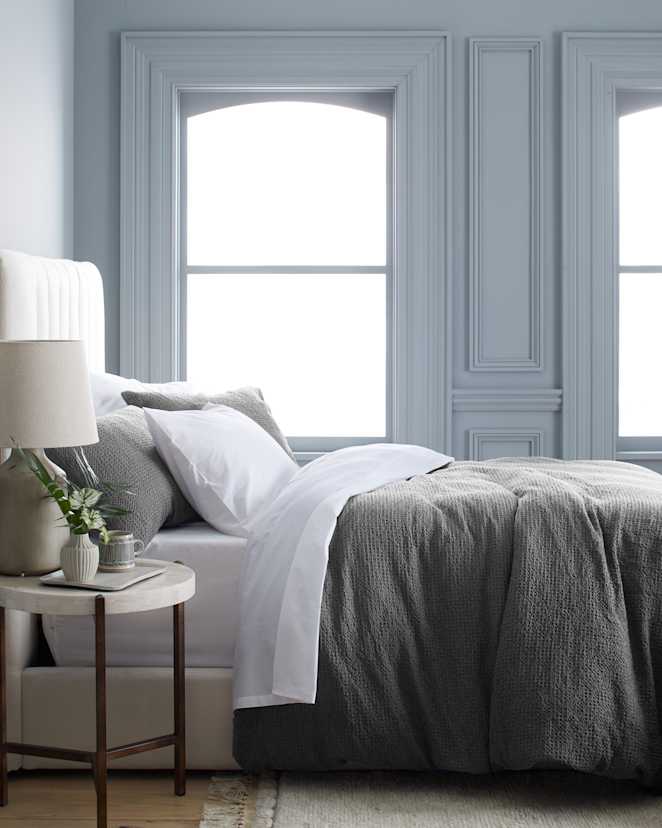 Grey Organic Luxe Honeycomb Duvet Cover