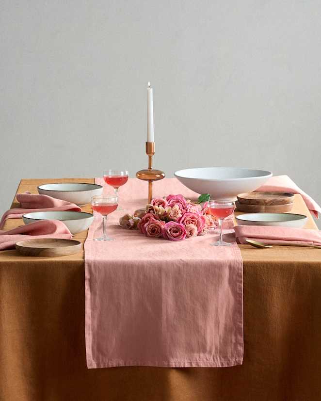 Rose European Linen Table Runner