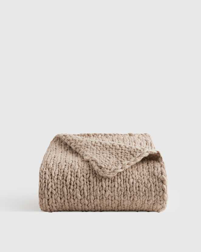 Neutral Chunky Hand Knit Wool Throw