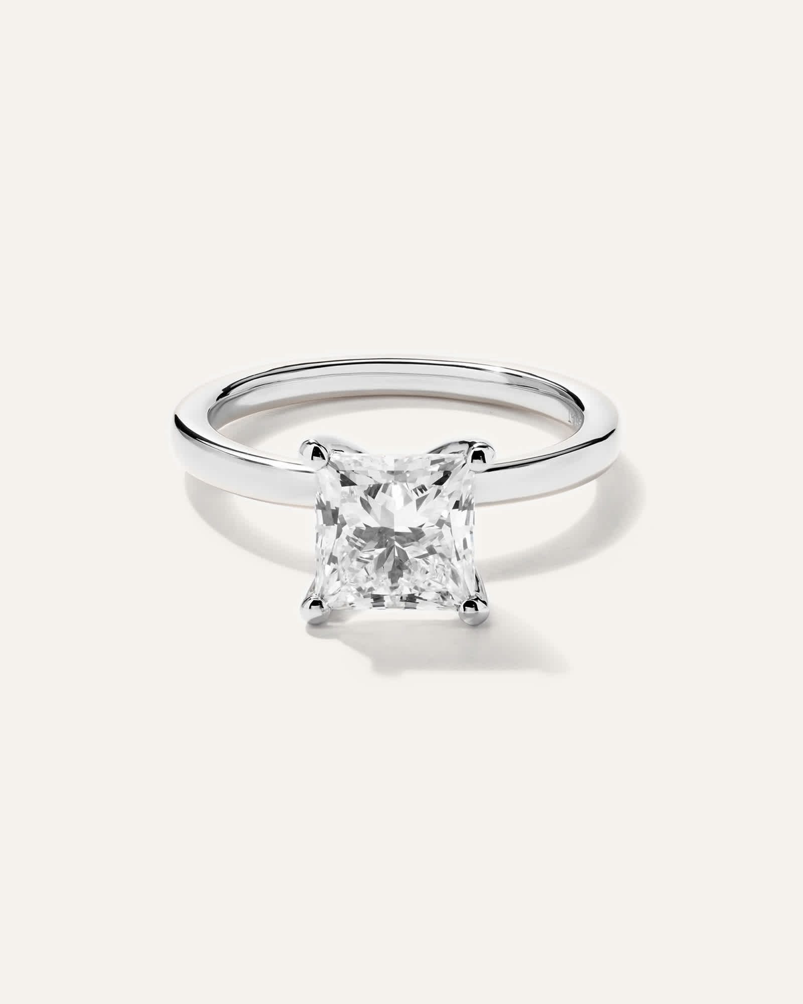 Platinum Lab Grown Diamond Princess Comfort Fit Engagement Ring - 2ct