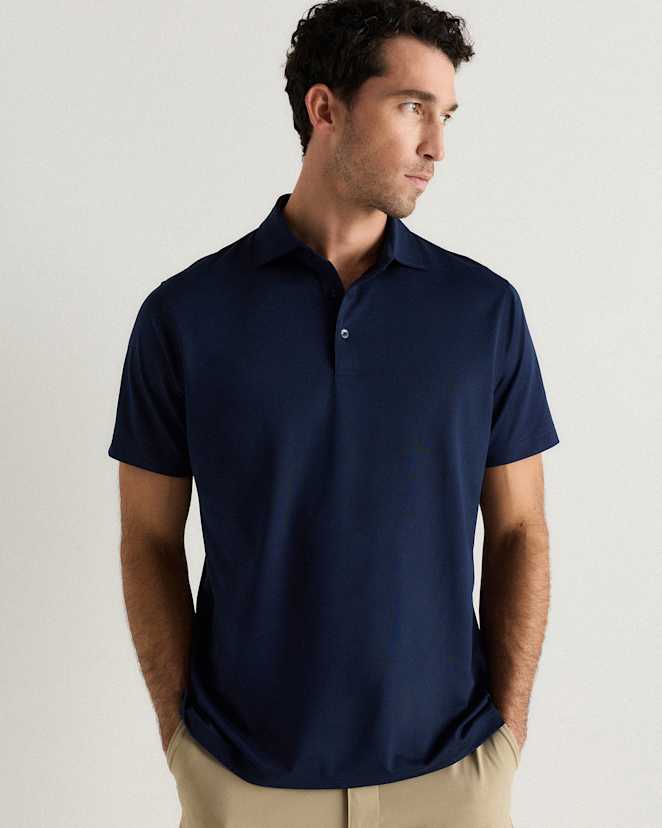 Navy Performance Mesh Golf Polo