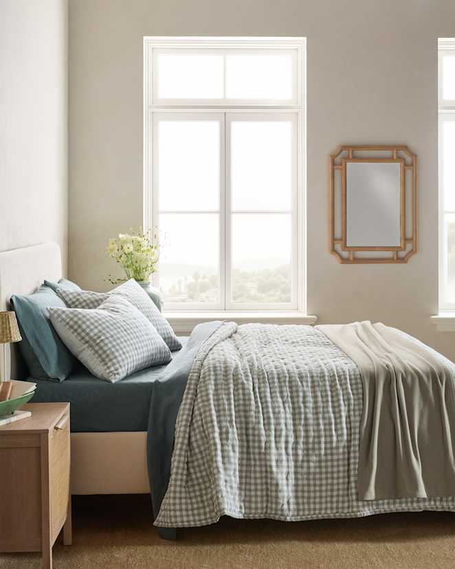 Willowleaf Gingham Courtepointe en lin européen à motif