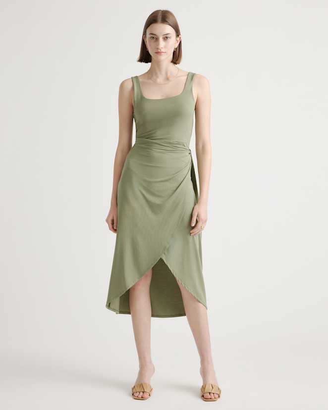 Sage Tencel Jersey Side Tie Midi Dress
