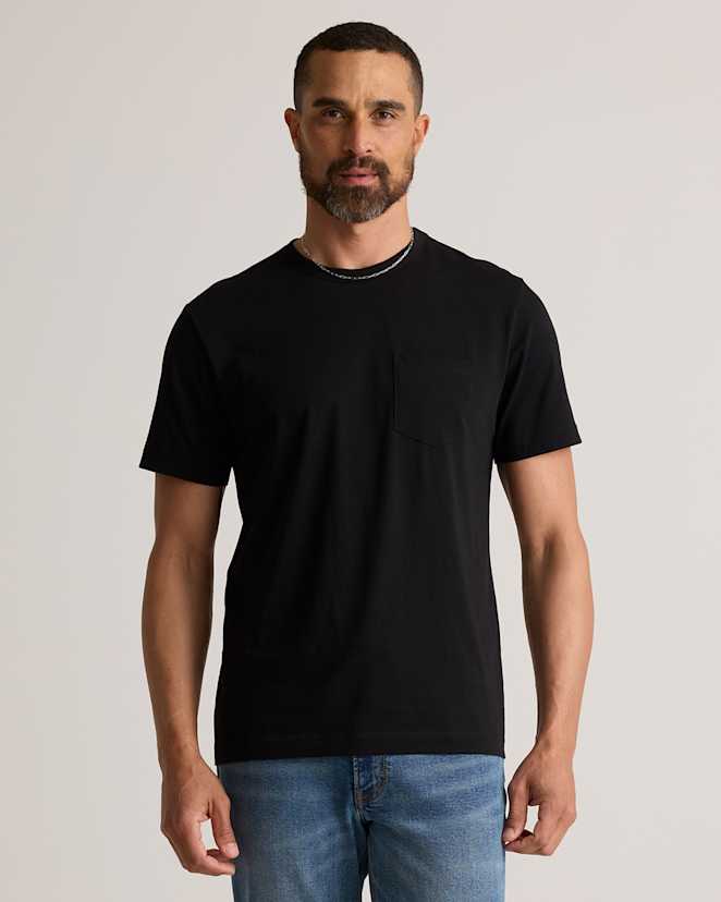 Bold Black 100% Pima Cotton Luxe Touch Pocket Tee