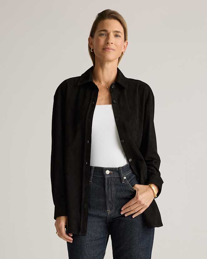 Black 100% Suede Overshirt