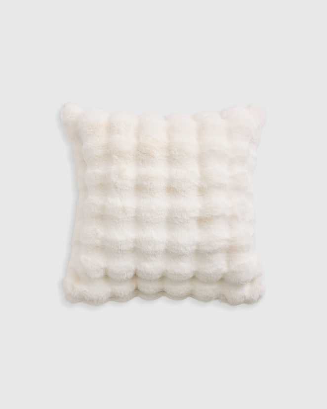 Snow Ruched Faux Fur Pillow Cover