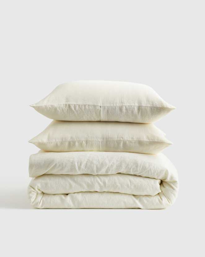 Ivory European Linen Duvet Cover Set