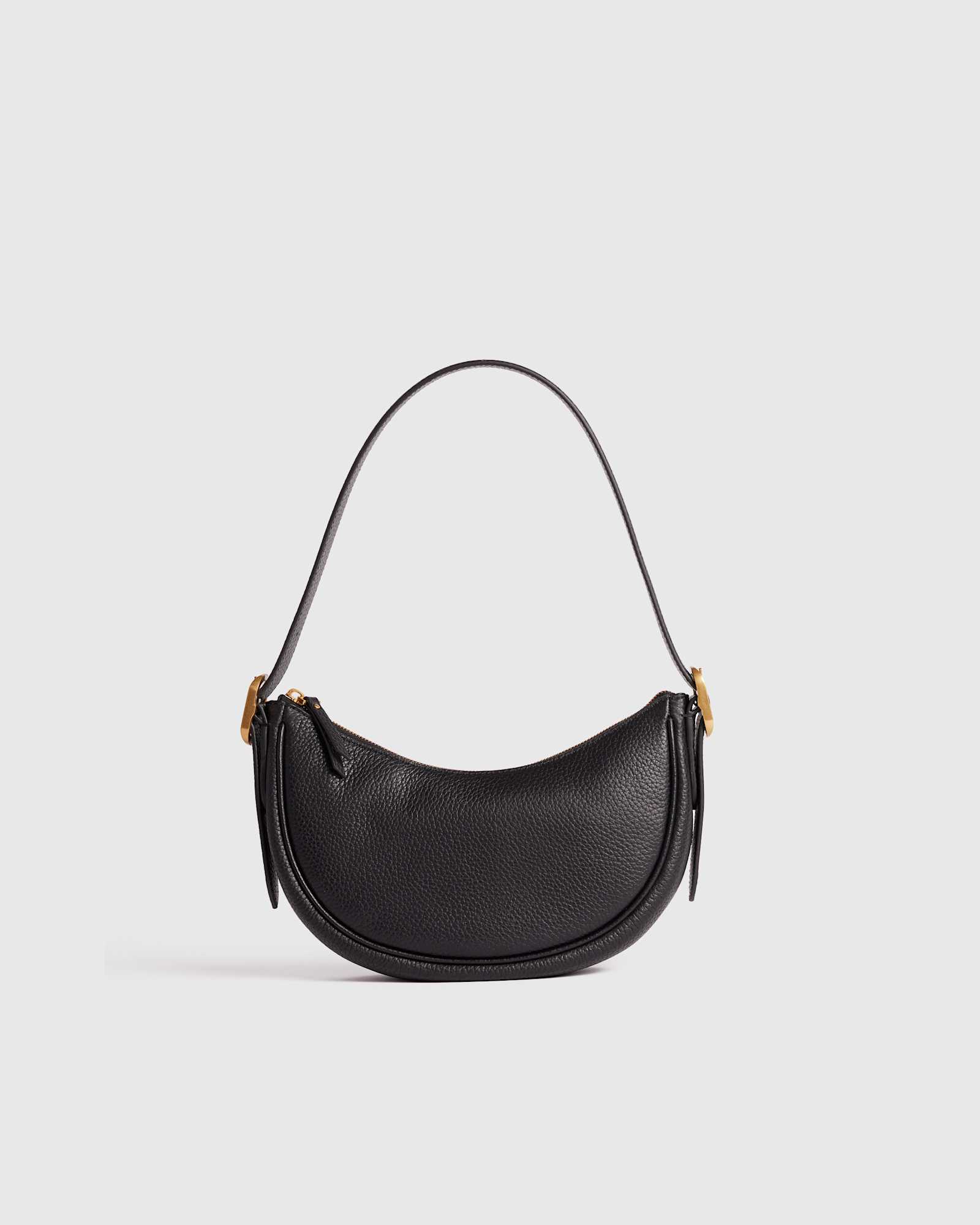 Black Mini sac à bandoulière en croissant en cuir italien