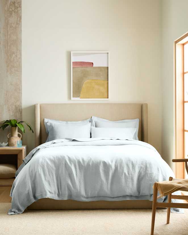 Mist European Linen Double Flange Duvet Cover Set