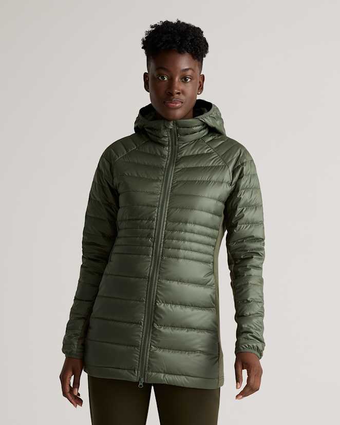 Loden Lightweight Down Packable Long Puffer Jacket