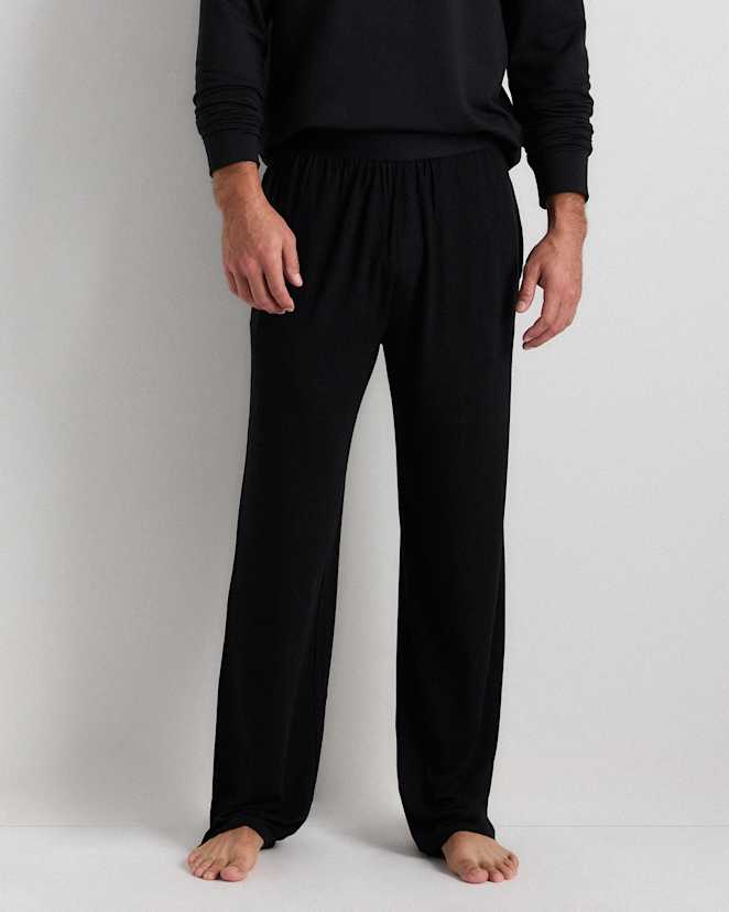 Black Bamboo Jersey Relaxed Lounge Pants