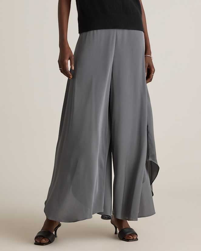 Lava Smoke Washable Stretch Silk Palazzo Pants