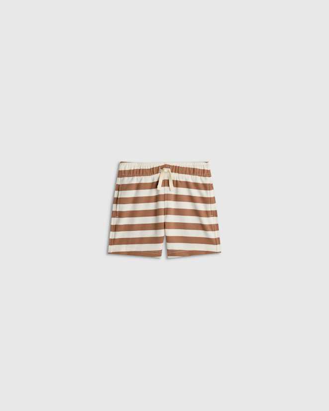 Brown Stripe Organic Cotton French Terry Short