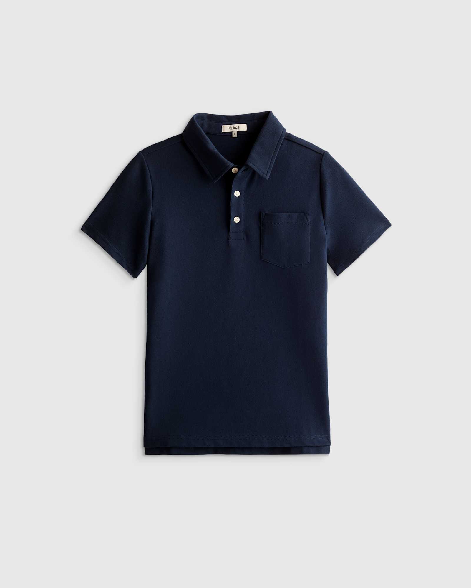 Navy Polo à manches courtes en piqué de coton biologique