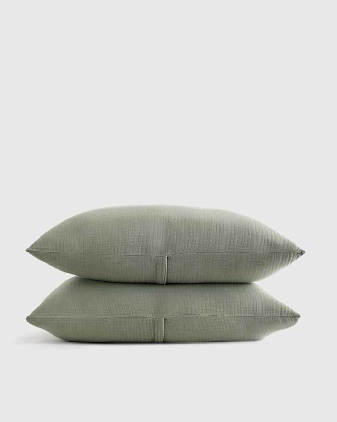 Dried Sage Organic Cotton Gauze Sham Set