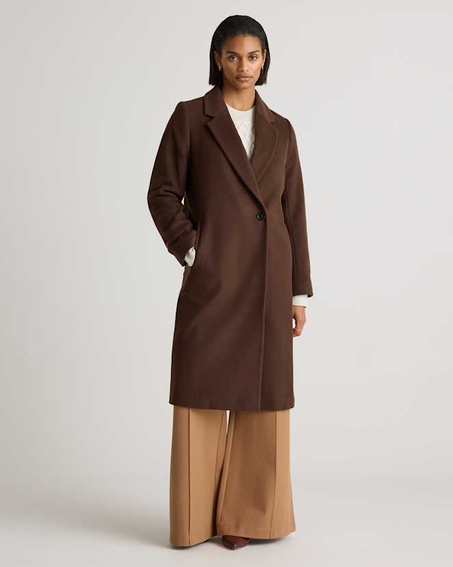 Dark Chocolate Italian Wool Classic Single-Breasted Coat