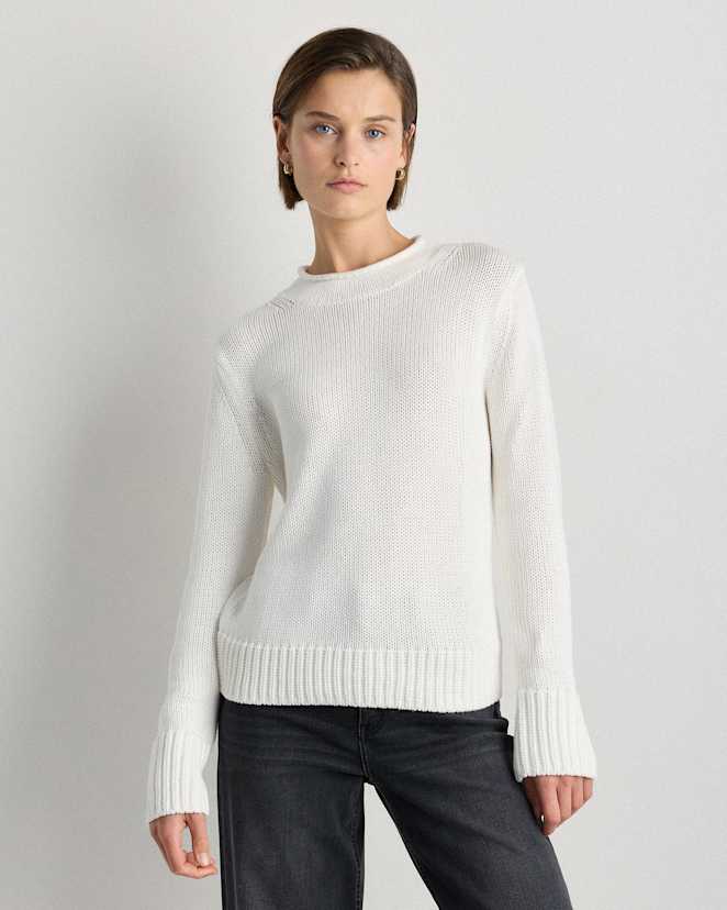 Ivory 100% Organic Cotton Roll Neck Sweater