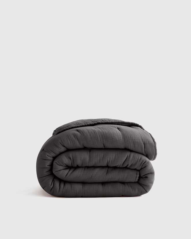 Charcoal Organic Airy Gauze Dream Quilt