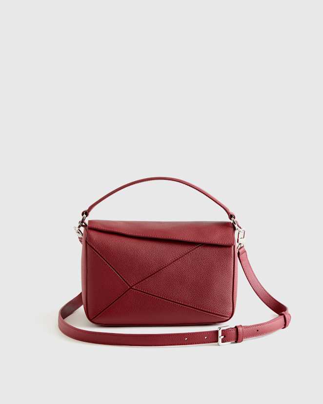 Merlot Italian Leather Patchwork Crossbody