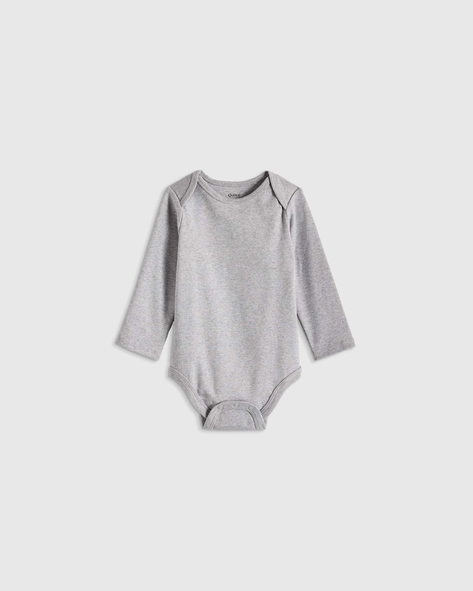 Heather Grey 100% Organic Cotton Long Sleeve Bodysuit