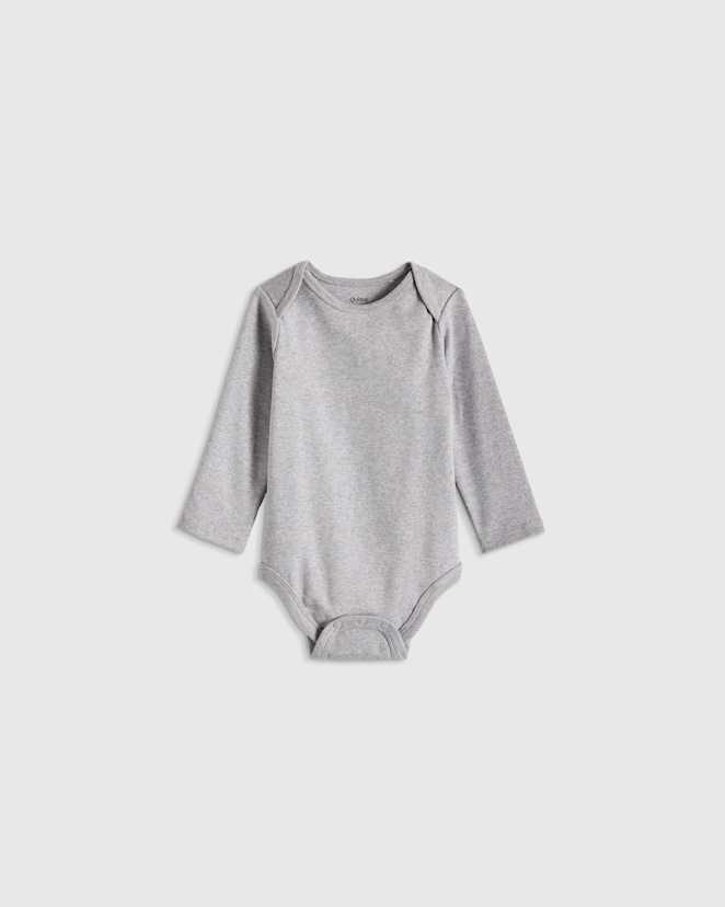 Heather Grey 100% Organic Cotton Long Sleeve Bodysuit