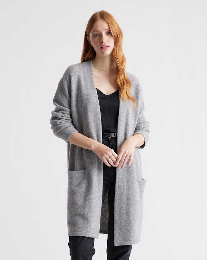 Heather Grey Superfine Merino Wool Sweater Coat