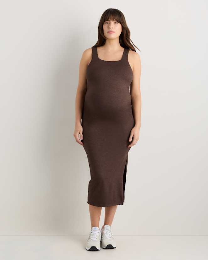 Heather Espresso Ultra-Soft Maternity Midi Dress