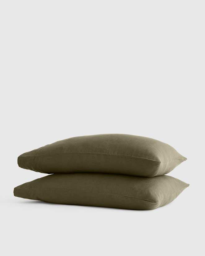 Dusty Olive European Linen Pillowcase Set