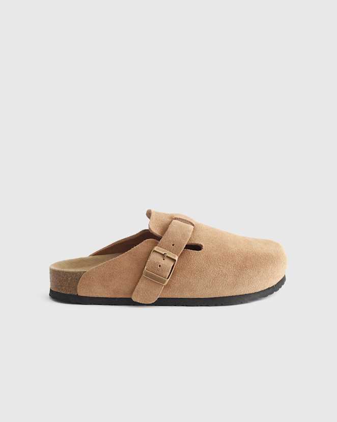 Pecan Water Repellent Suede Clog Mule