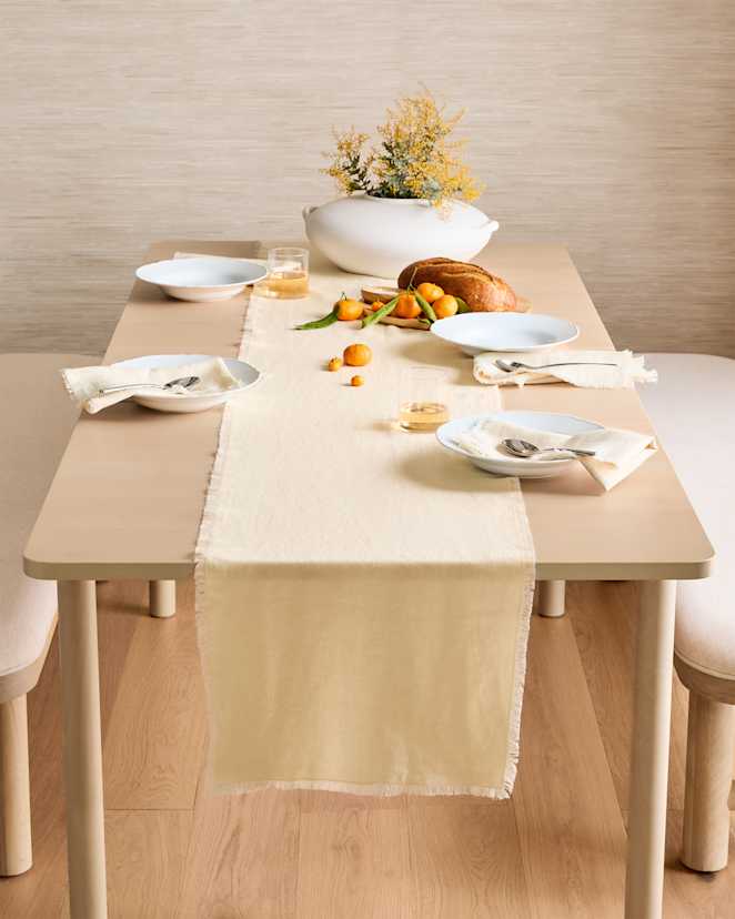 Natural European Linen Fringe Table Runner