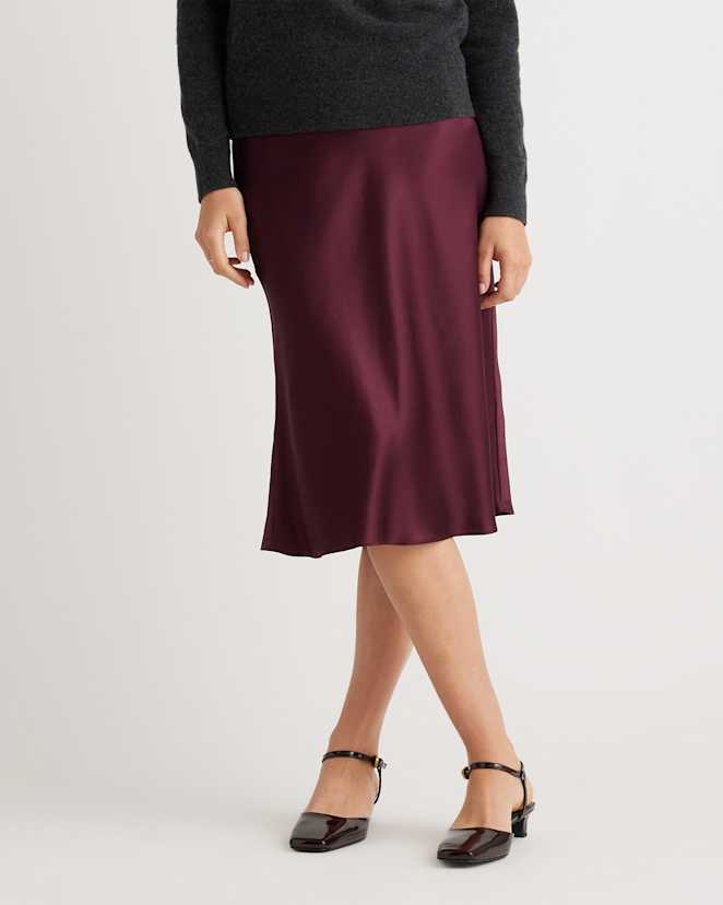 Wine Tasting Red 100% Washable Silk Skirt