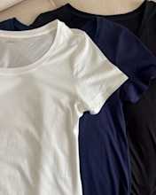 Cotton Modal Scoop Neck Tee 3 Pack Bundle White-Navy-Black Monette-Moio 4x5 Thumbnail