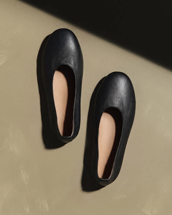 Black Ballerines en cuir italien
