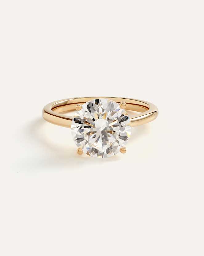 Yellow Gold Lab Grown Diamond Round Trellis Cathedral Engagement Ring - 4ct