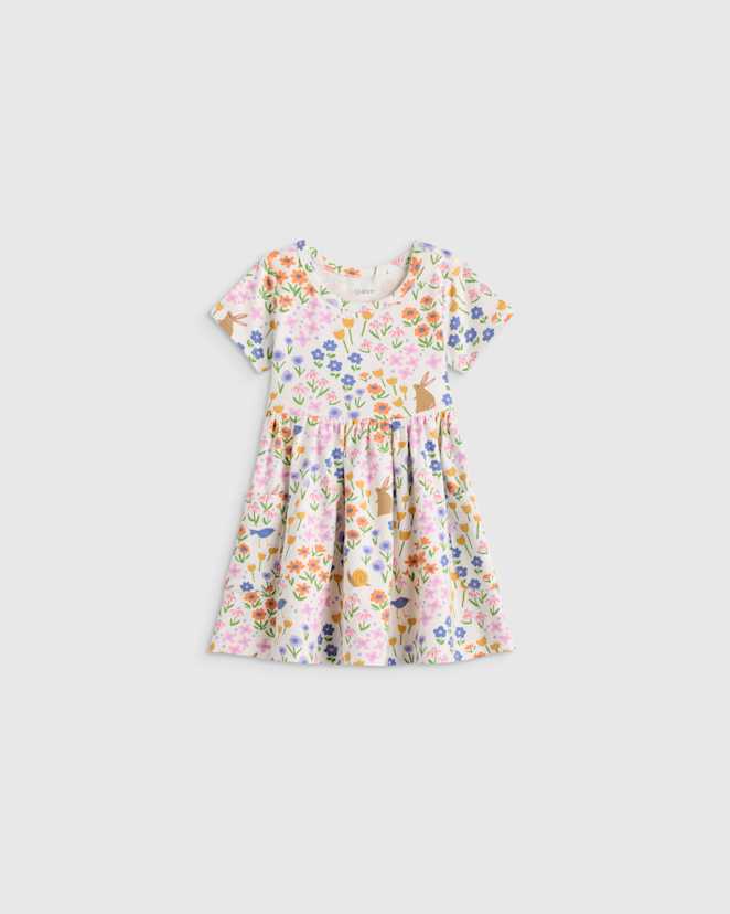 Critter Floral Organic Cotton Fit and Flare Pocket Dress