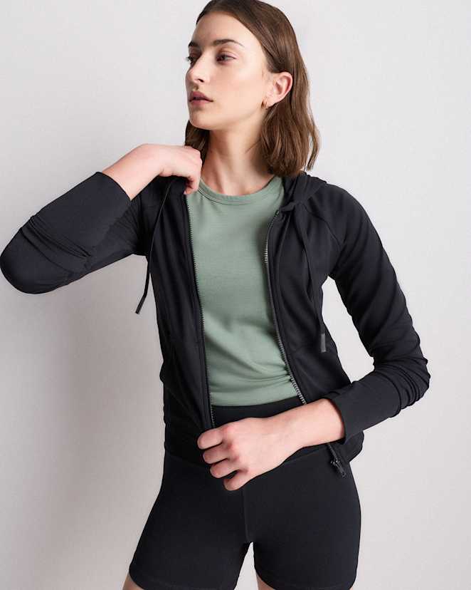 Black Ultra-Form Hooded Crop Jacket
