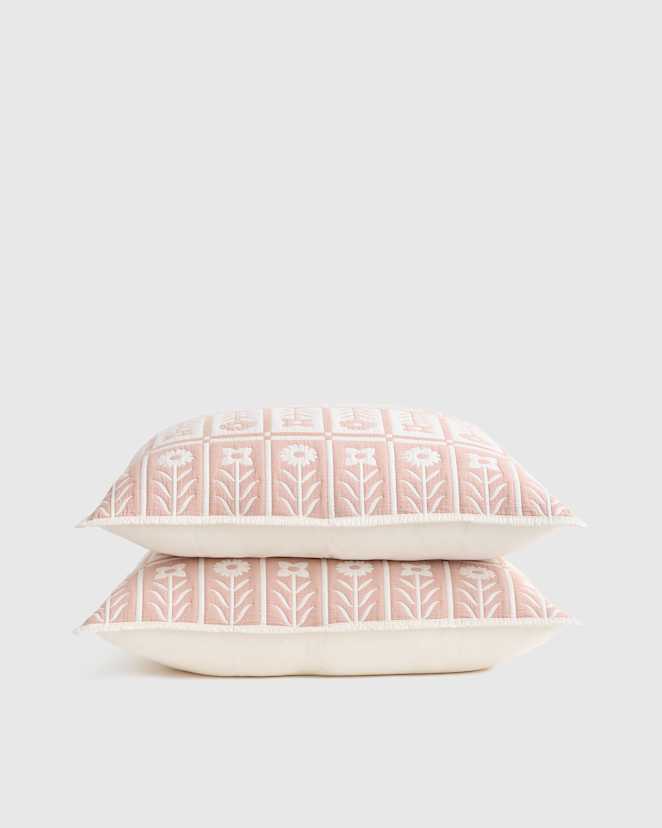 Rose Organic Cotton Jacquard Floral Sham Set
