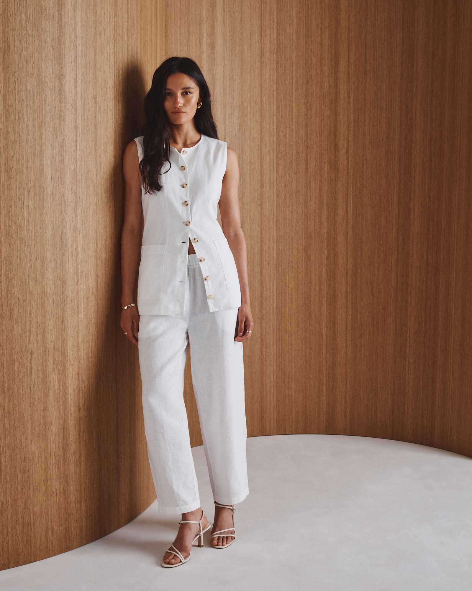 White 100% European Linen Pants